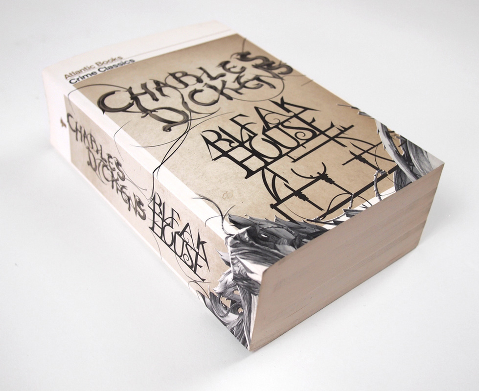 HelloVon Studio www.hellovon.com Leading portrait illustrator. Bleak House Charles Dickens, typography illustration, Atlantic book, contemporary, modern, motion, typography, painting, ink, watercolour, celebrity, icon, iconic