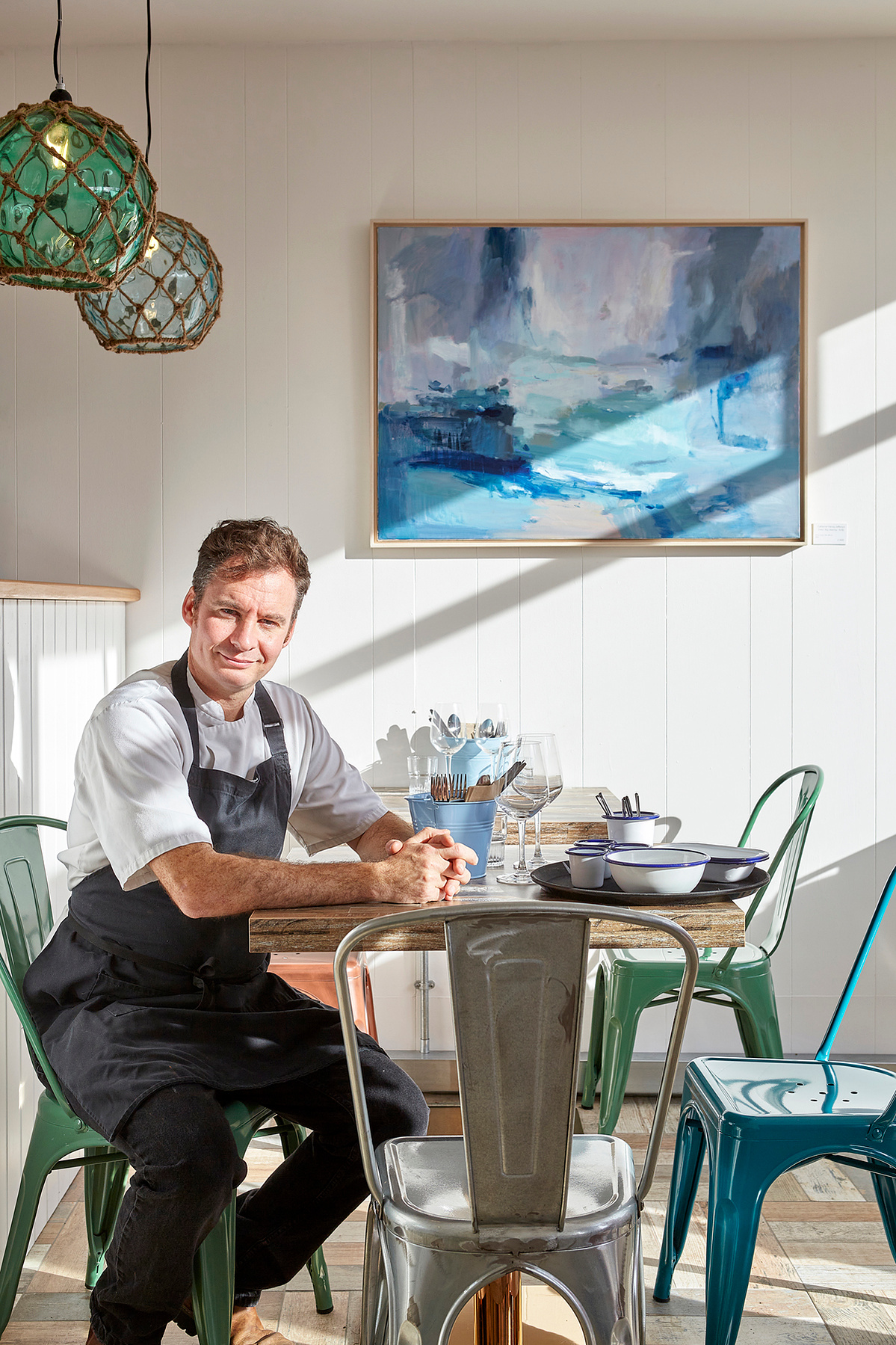 Mackerel Sky Chef Jamie Maclean portrait stock photo Newlyn Cornwall