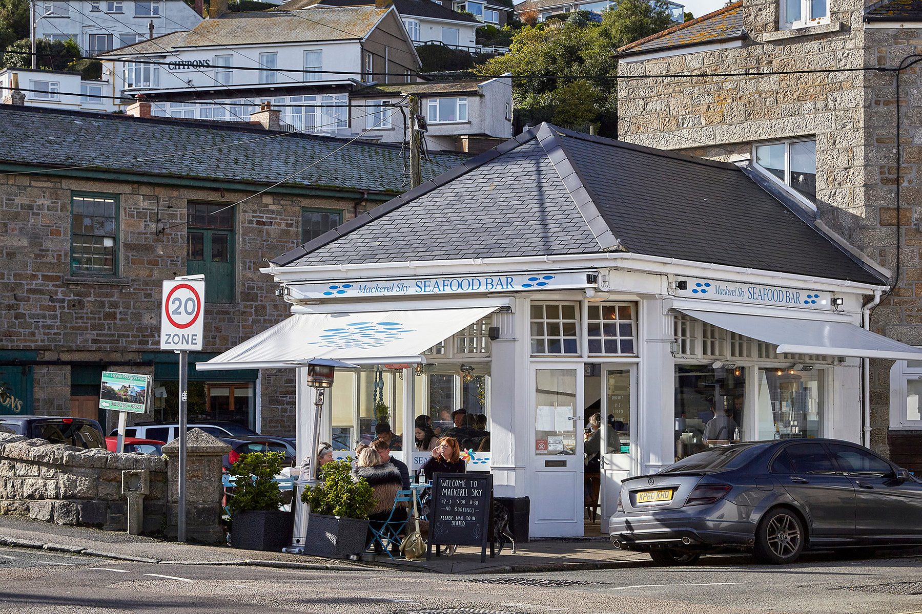Mackerel Sky Newlyn Seafood Bar stock photo