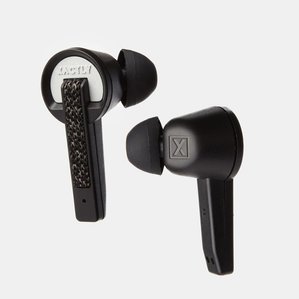 wireless earbuds floating with white background