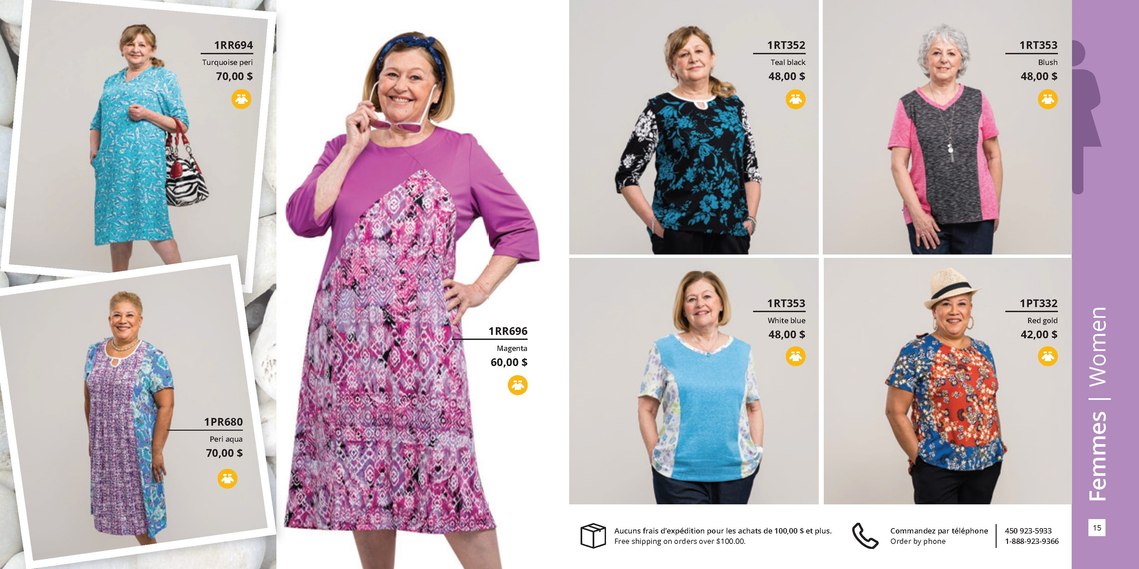spread of a product catalogue printed and for e-commerce catalogue produit imprimé et pour le e-commerce