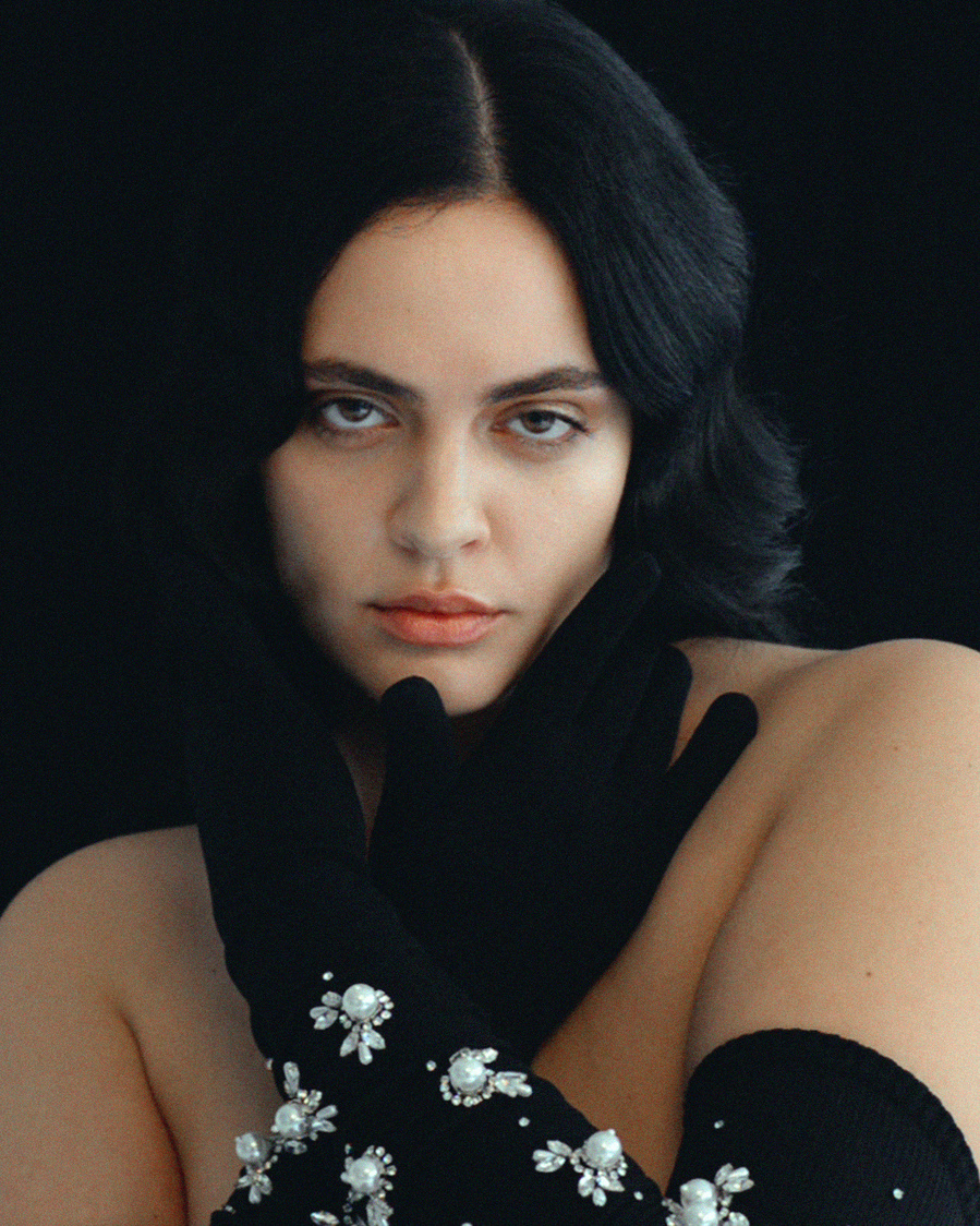 body positivity editorial photoshoot by Maria Magdalinou for vogue Greece model wearing rsimone rocha gloves