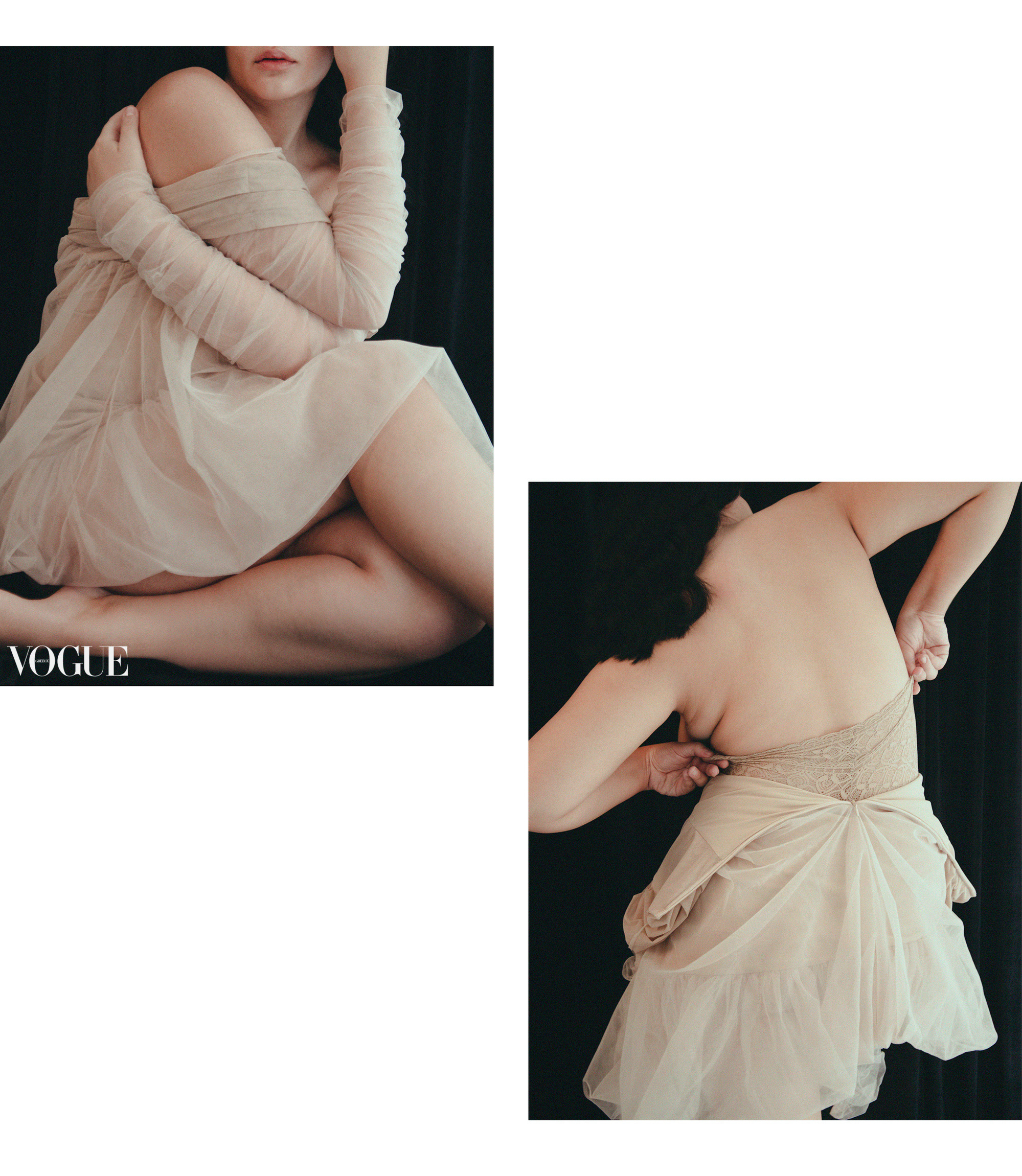body positivity editorial photoshoot by Maria Magdalinou for vogue greece model wearing renaissance renaissance dress