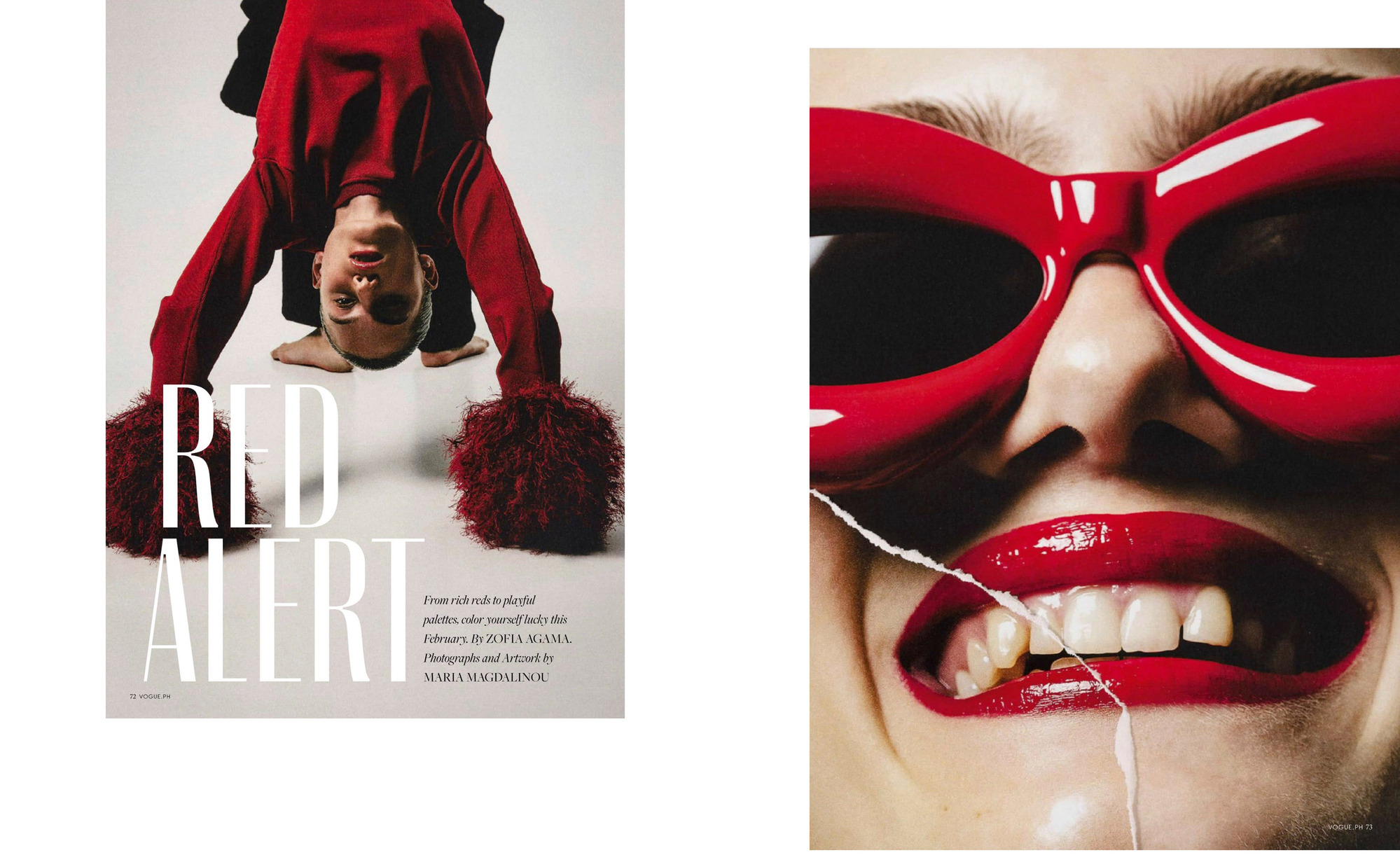 Mixed media beauty editorial for vogue philippines by photographer maria magdalinou