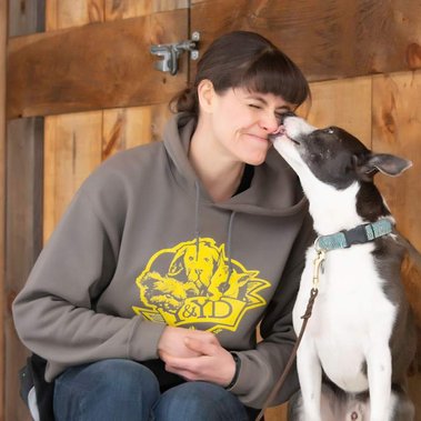Certified dog trainer Ashley Clark CPDT-KA with her rescue dog Seymour