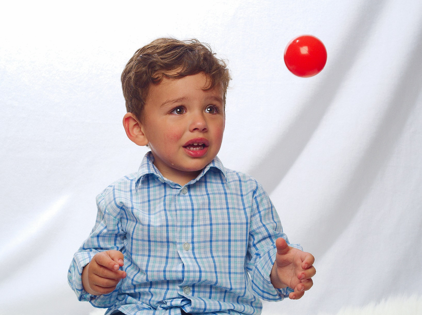 Image Description: "Trying to trick a toddler during a photo session."