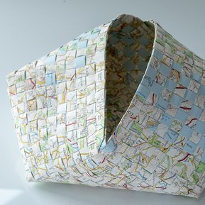OS map basket, Plymouth & Launceston, paper craft, Sarah Paramor