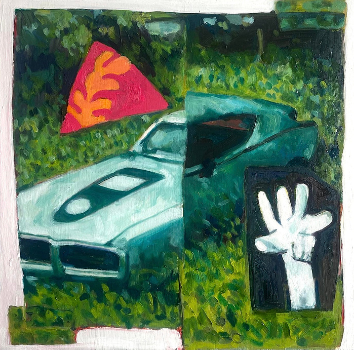cars photorealism fineart painting wreck cars painting