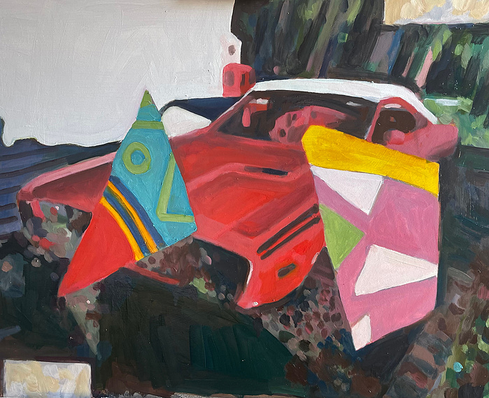 cars photorealism fineart painting wreck cars painting