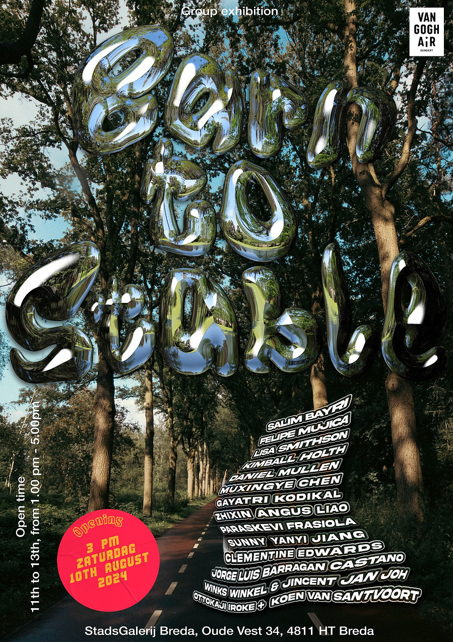 Artist List: 

Clementine Edwards, Daniel Mullen, Felipe Mujica, Gayatri Kodikal, Jorge Luis Barragán Castaño, Kimball Holth, Lisa Smithson, Muxingye Chen, Ottokaji Iroke + Koen van Santvoort, Paraskevi Frasiola, WINKs Winkel & Jincent Jan Joh, Sunny Yany
