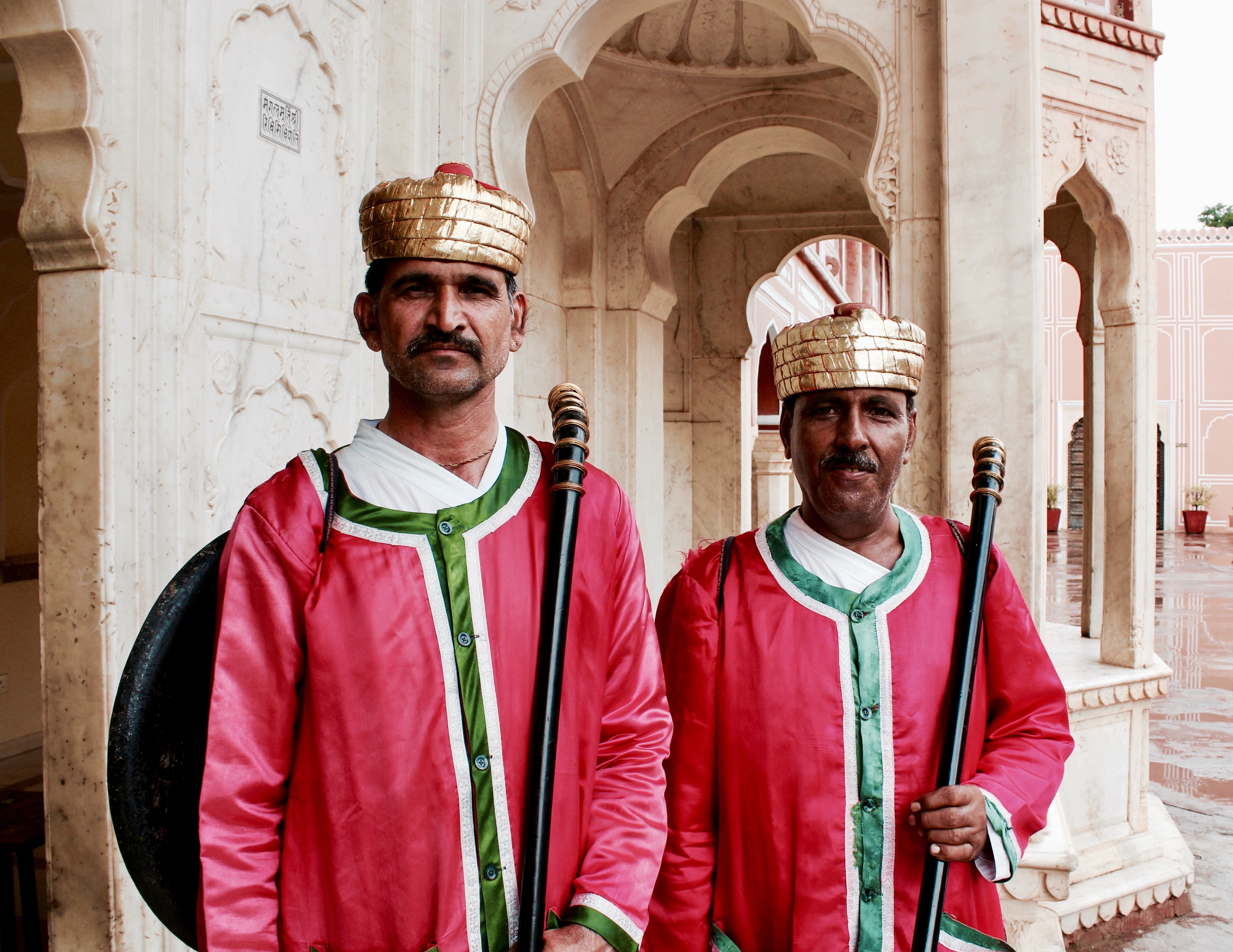 Pink City— guards at Hawa Mahal, Jaipur.