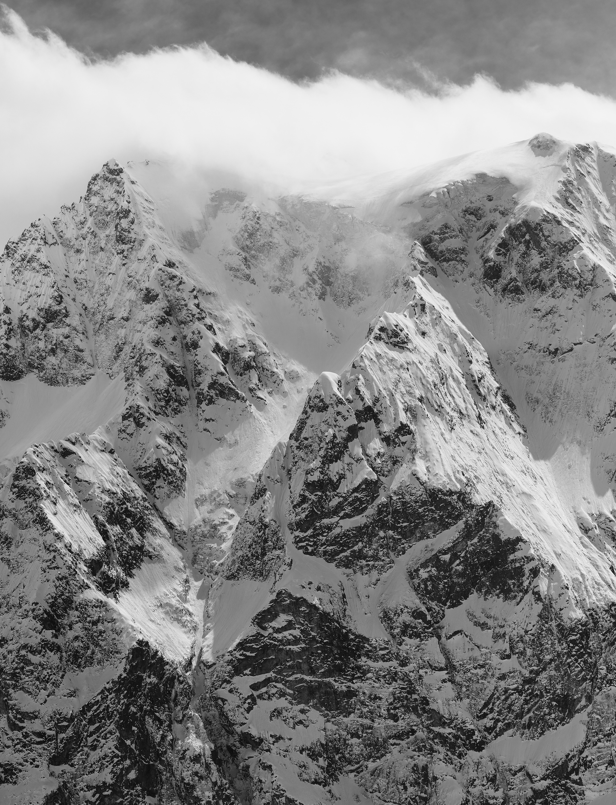 Face nord du Mont Collon en hiver photo noir blanc