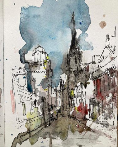 Edinburgh in watercolour. A super fluid and rhythmic piece inspired by the beautiful city