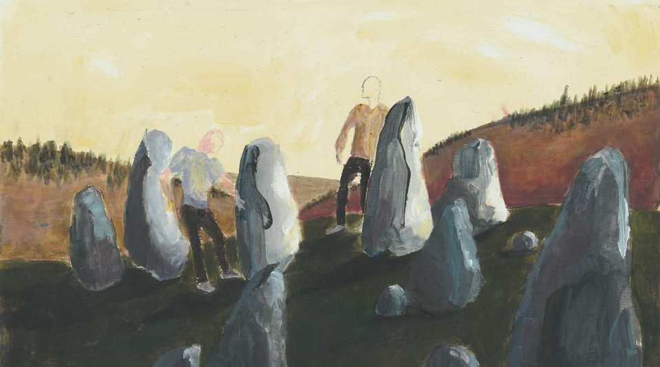 Rocks, acryclic on paper by Miriam Galea