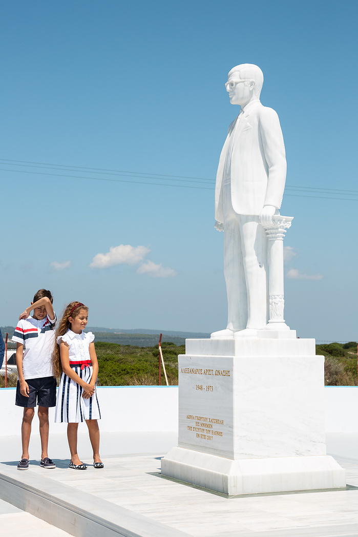 Statue of Alexander Onassis at the airport Kythira Greece