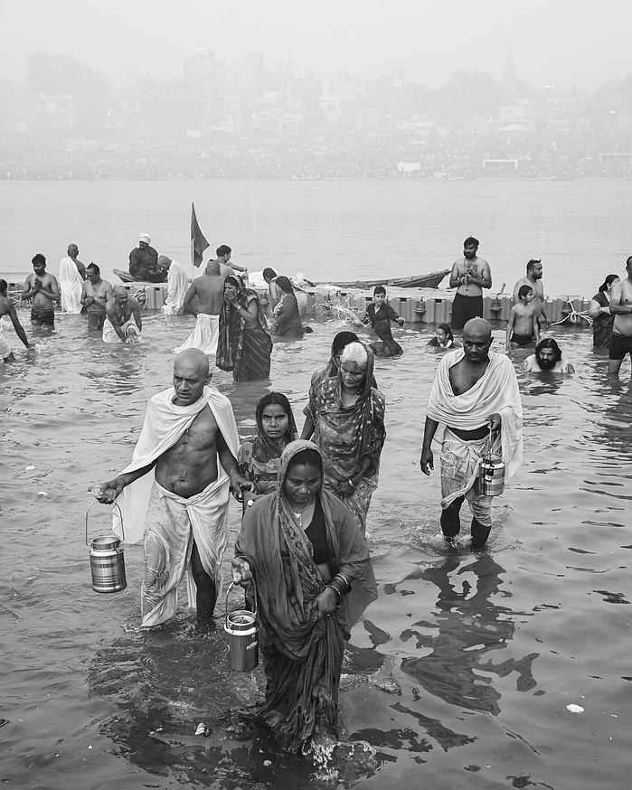 Holy bathing in the Ganga at the Kumbh Mela 2025
