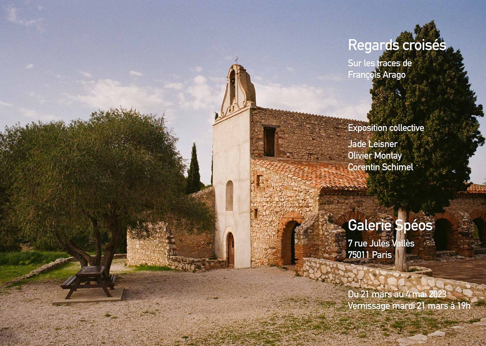 Exhibition poster 'Regards croisés: sur les traces de François Arago'. Spéos Gallery 7 rue Jules Vallès 75011 PARIS. March 21, 2023, to May 4, 2023. Photo Olivier Montay
