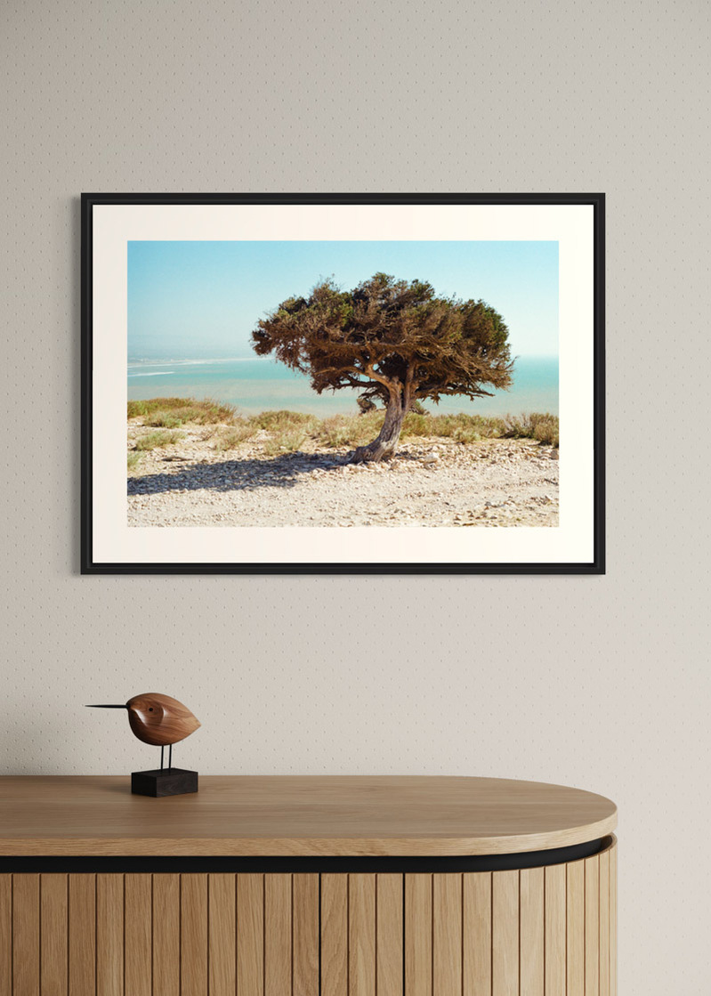 Essaouira#02. Fine art print. Large format 50x70cm hung on a wall above a wooden sideboard. Photograph
Tirage d’art. Grand format 50 par 70 centimètres accroché au mur au-dessus d’un buffet en bois. Photographie