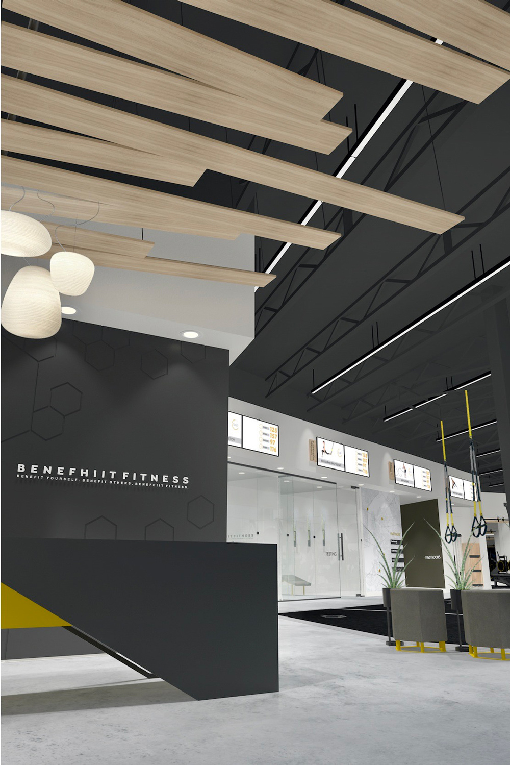 Fitness interiors and furnishings for Benefhiit Fitness
