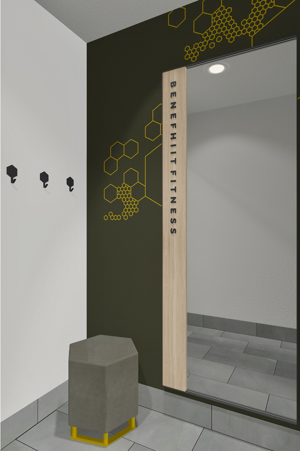Franchise interiors and furnishing design for Benefhiit Fitness