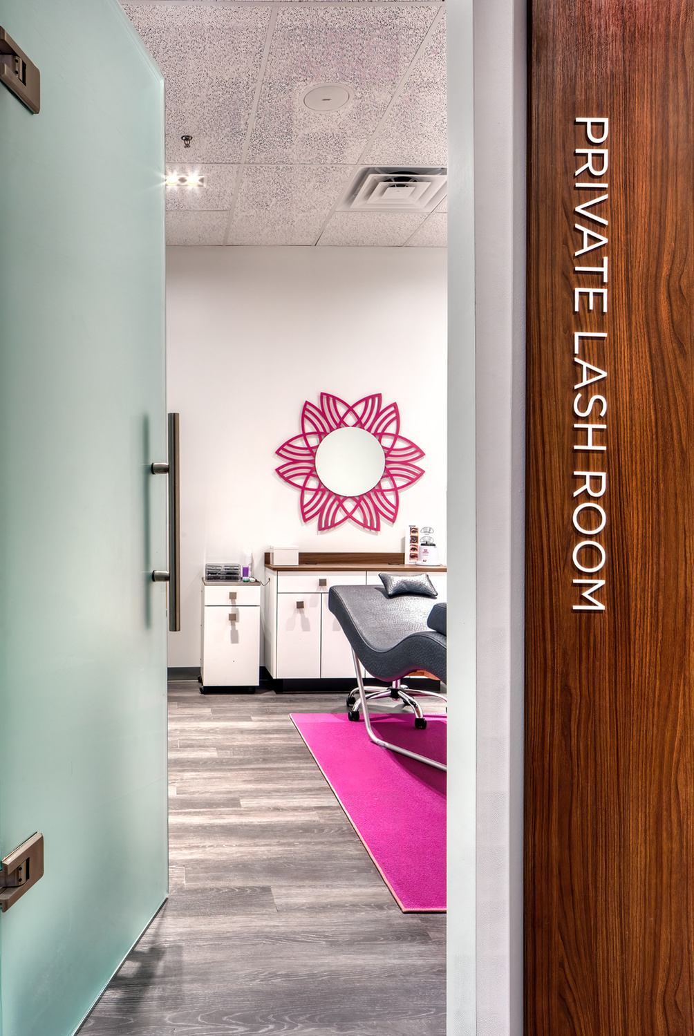 Environmental graphics and custom glass door