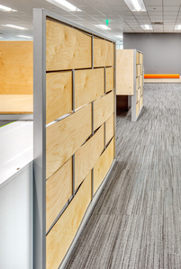 Custom woven wall for office cubicles and office furniture for Simplifile corporate headquarters.