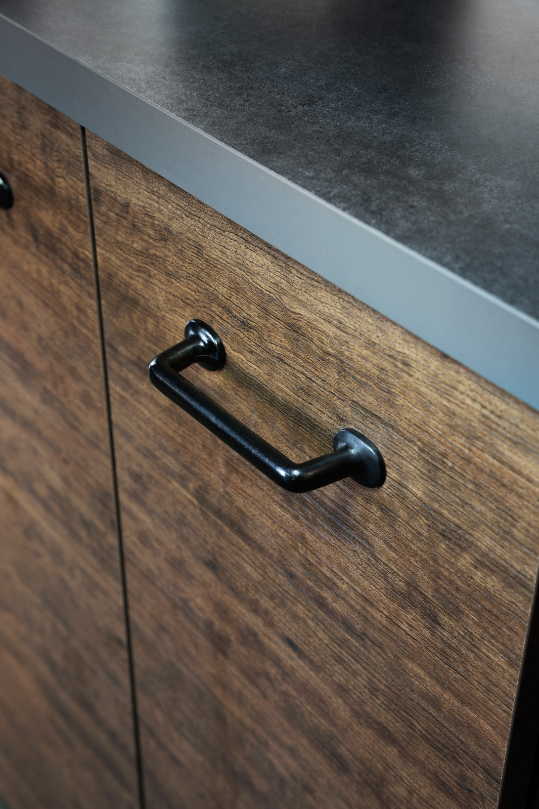 Cabinet and counter detail for Hammer and Nails Grooming