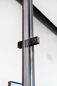 Architectural glass wall metal frame detail 