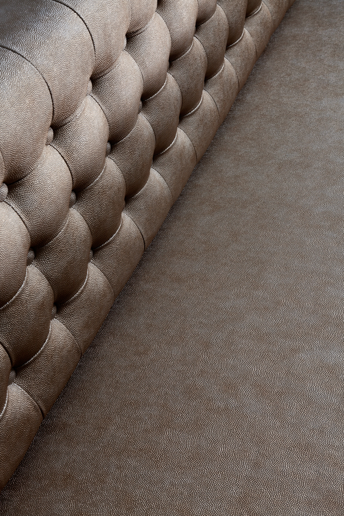 Tufted upholstered bench detail