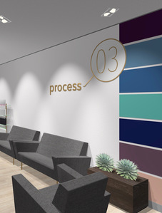 Corporate chain furniture and signage for ColorOnly express salons