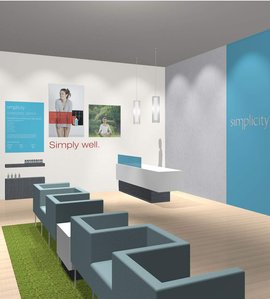 Furniture and store fixtures design and manufacturing for Simplicity Laser corporate chain