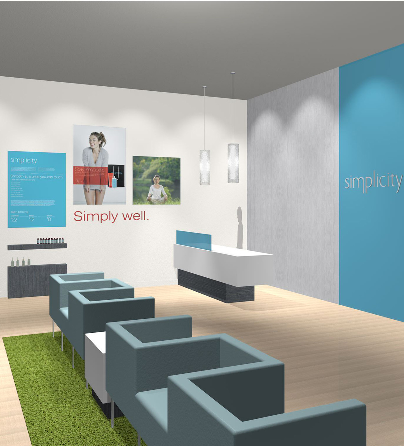 Furniture and store fixtures for Simplicity Laser corporate chain