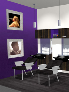 Store fixture design concepts for Super Cuts salon franchise