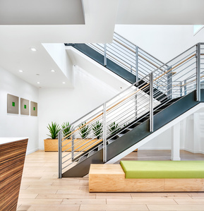 Reception area staircase design, build and installation.