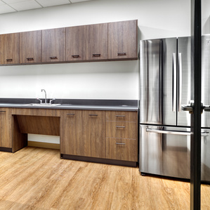 salon suite break room cabinetry