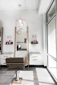 Salon station design for Dry Luxe salon chain