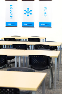 Class room tables and graphics for Code Ninjas franchise