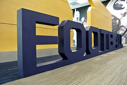 Free standing metal football sign fabricated and installation for BYU football