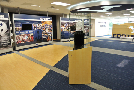 BYU football national championship trophy case manufacturing and installation