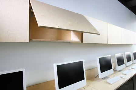 Upper modern classroom storage cabinets