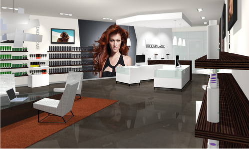 Interior design and branding for Paul Mitchell distributor store