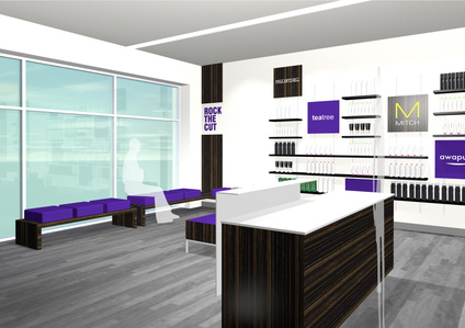 Retail and store fixture conceptual design for Super Cuts salon