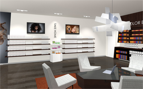 Interior design concepts for retail and educational area in Paul Mitchell distributorship