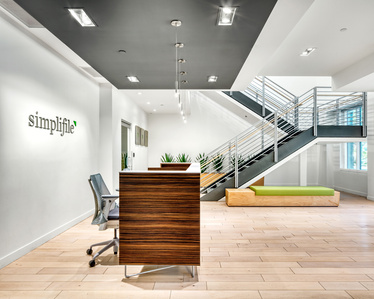 Simplfile corporate office reception area design, branding and build out.