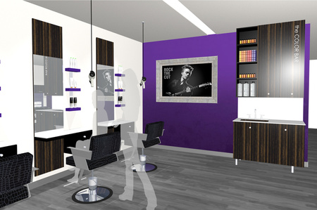Franchise FF&amp;E conceptual design for Super Cuts salon