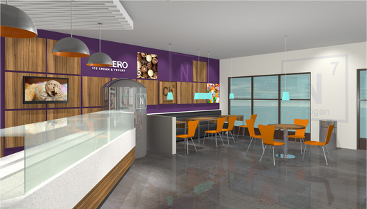 Ordering counter and interior design for Sub Zero Ice Cream franchise 