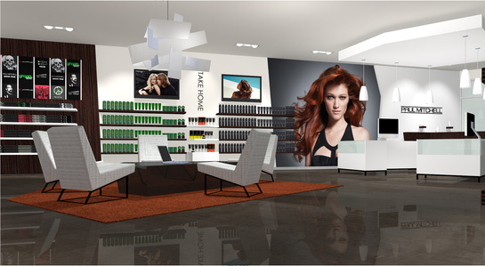Environmental graphic design for Paul Mitchell distributorship