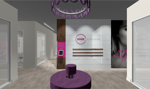 Salon suite furniture, graphics and light design