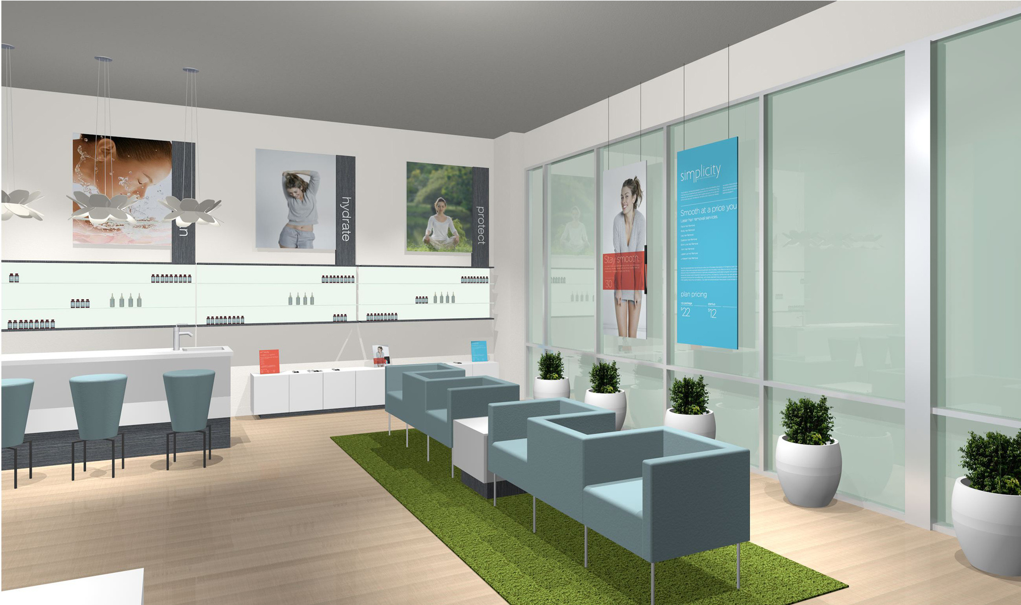 Simplicity Laser's corporate chain interior design