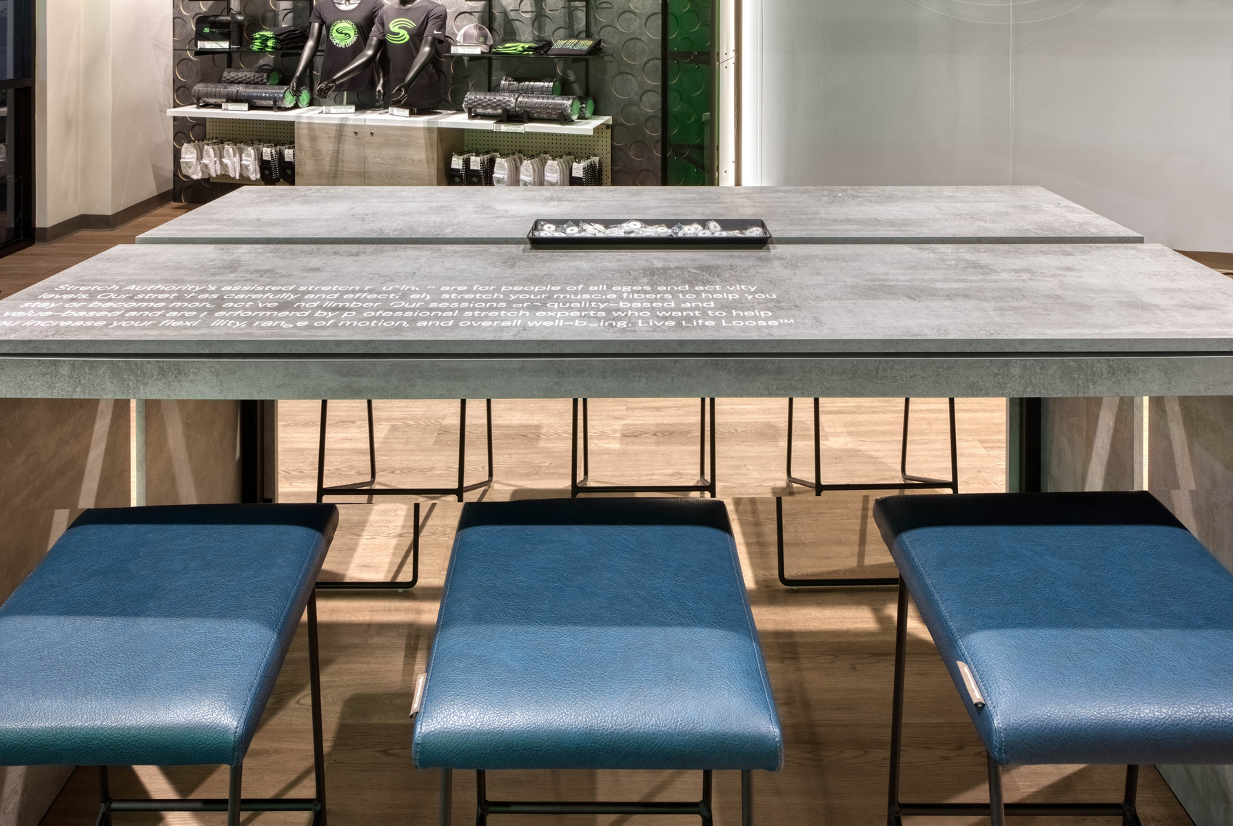 Consultation table and stools by Wadsworth Design for Stretch Authority.